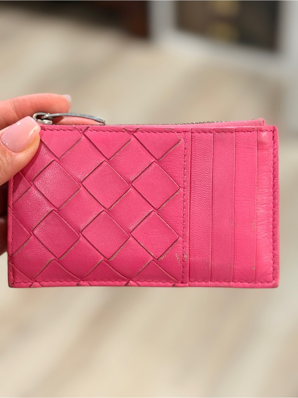 Bottega Veneta Coin Case Intrecciato Hot Pink Nappa leather - PreLOVED ❣️